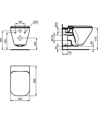 Унитаз подвесной с сиденьем микролифт Ideal Standard Tonic II AquaBlade K316701