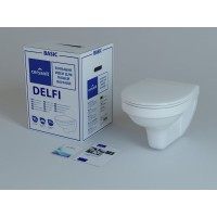 Комплект унитаза с инсталляцией Cersanit Delfi S-SET-DEL/Black/TPL/Cg-w с сиденьем Микролифт и клавишей смыва Хром