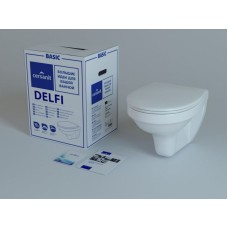 Комплект унитаза с инсталляцией Cersanit Delfi S-SET-DEL/Black/TPL/Cg-w с сиденьем Микролифт и клавишей смыва Хром