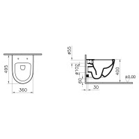 Унитаз укороченный подвесной безободковый с сиденьем микролифт Vitra Sento 7747B003-6115