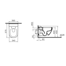 Унитаз безободковый подвесной с бачком для чистящей жидкости 5911B003-1086