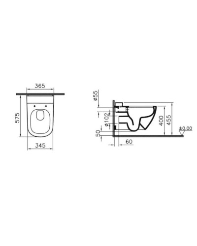 Унитаз безободковый подвесной с бачком для чистящей жидкости 5911B003-1086