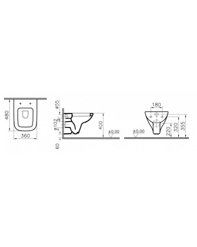 Унитаз подвесной укороченный Vitra S20 5505B003-0101