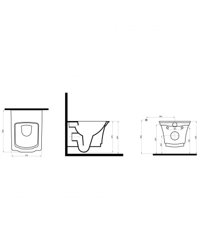 Унитаз Boheme Hermitage 951-G подвесной Белый с узором Золото без сиденья