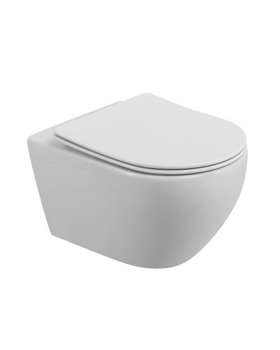 Унитаз подвесной безободковый со смывом Торнадо с сиденьем дюропласт soft close CEZARES STREAM CZR-2426-TH-TOR/SC