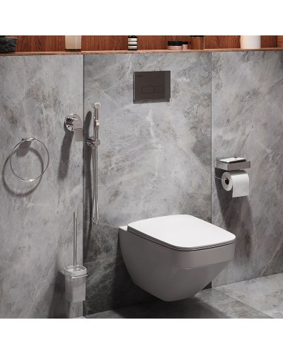 Комплект унитаза с инсталляцией AM.PM Inspire 2.0 CK50GD с сиденьем Микролифт с клавишей смыва Хром с гигиеническим душем и аксессуарами для ванной к