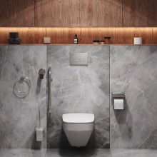 Комплект унитаза с инсталляцией AM.PM Inspire 2.0 CK50GD с сиденьем Микролифт с клавишей смыва Хром с гигиеническим душем и аксессуарами для ванной к