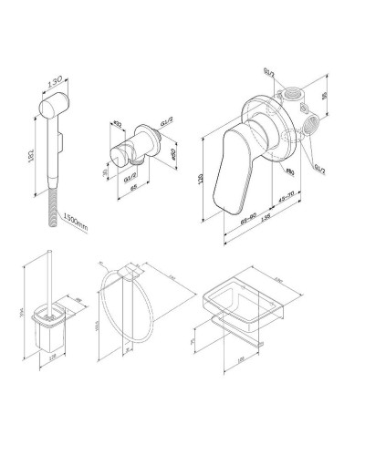 Комплект унитаза с инсталляцией AM.PM Inspire 2.0 CK50GD с сиденьем Микролифт с клавишей смыва Хром с гигиеническим душем и аксессуарами для ванной к