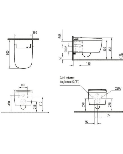 Унитаз биде Vitra V-Care Basic 5674B003-6193 подвесной с сиденьем Микролифт