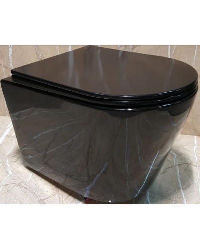 Унитаз CeramaLux NS-5178-18 подвесной Черный с сиденьем Микролифт