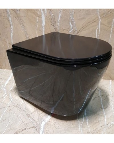 Унитаз CeramaLux NS-5178-18 подвесной Черный с сиденьем Микролифт