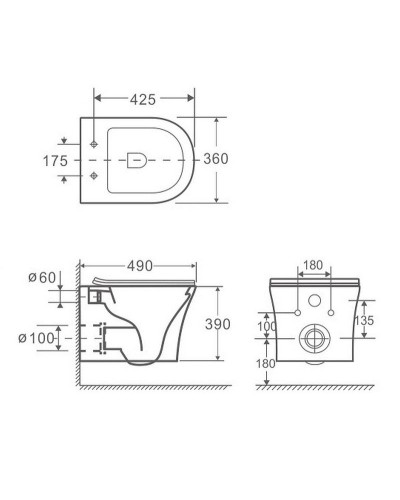 Унитаз CeramaLux 2619E подвесной с сиденьем Микролифт