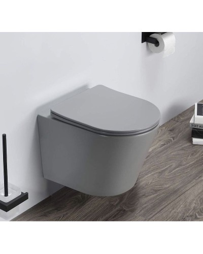 Унитаз CeramaLux B2330-3MH подвесной Серый матовый с сиденьем Микролифт