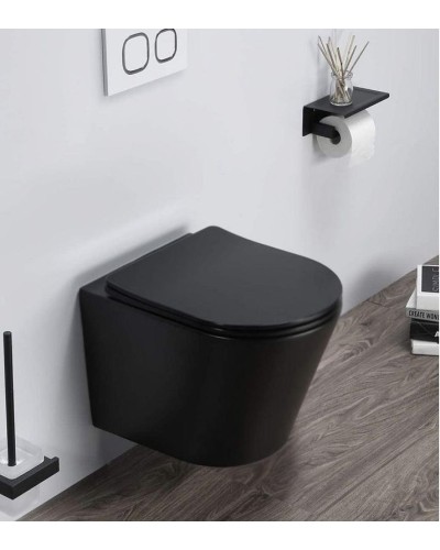 Унитаз CeramaLux B2330-1MB подвесной Черный матовый с сиденьем Микролифт