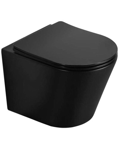 Унитаз CeramaLux B2330-1MB подвесной Черный матовый с сиденьем Микролифт