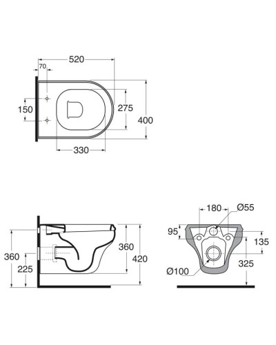 Унитаз подвесной Azzurra Charme CHA100/SOSKbi