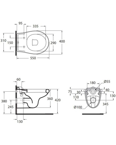 Унитаз подвесной Azzurra Jubilaeum JUB100/SOSK bi