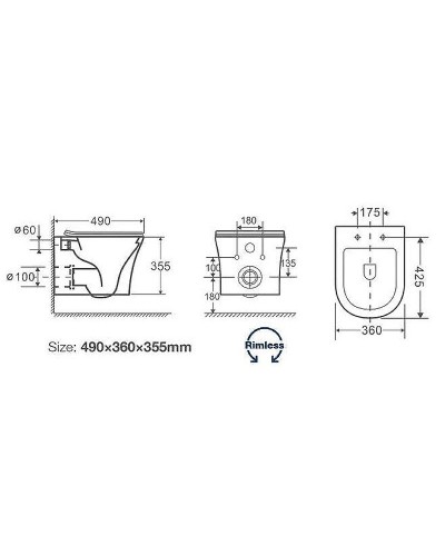 Унитаз Cerutti SPA Adige Aria CT7837 подвесной с сиденьем Микролифт