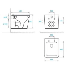 Унитаз Koller Pool Kvadro KR-0530-RW подвесной с сиденьем Микролифт