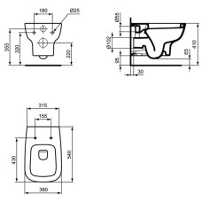 Унитаз Ideal Standard Esedra T281401 подвесной без сиденья