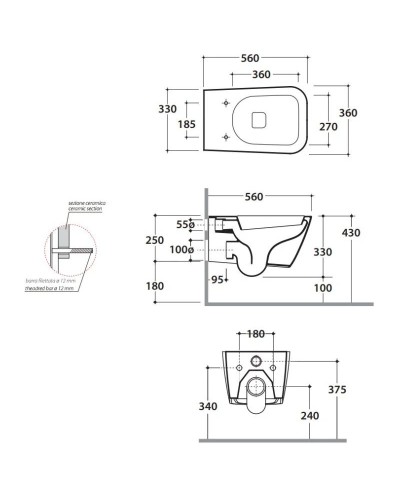 Унитаз подвесной Globo Stone STS02bI