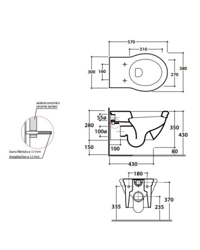 Унитаз подвесной Precious/белый Globo Paestum PAS03.b26