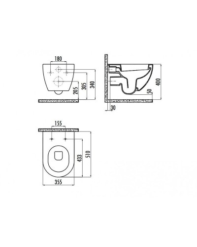 Унитаз биде Creavit Free FE320-00AM00E-0000 подвесной Антрацит матовый без сиденья