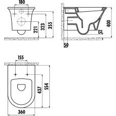 Унитаз Creavit MO320-11CB00E-0000 подвесной Белый без сиденья