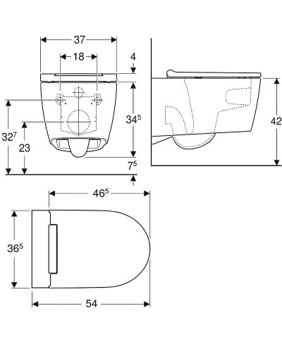 Унитаз Geberit One 500.202.01.1 подвесной с сиденьем Микролифт