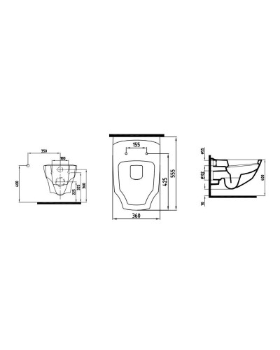 Подвесной унитаз с функцией биде с сиденьем микролифт Bien Fracture FRKA056GMVP1W3000