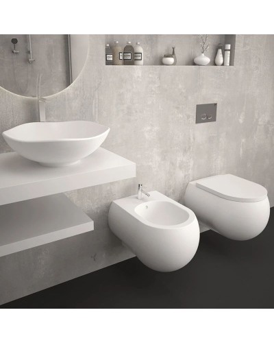 Подвесной безободковый унитаз с сиденьем микролифт Bien Flash FLKA052N1VP0W3000