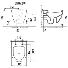 Подвесной унитаз с функцией биде Creavit Terra TP325-00SI00E-0000