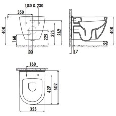 Подвесной унитаз с функцией биде Creavit Terra TP325-00SI00E-0000