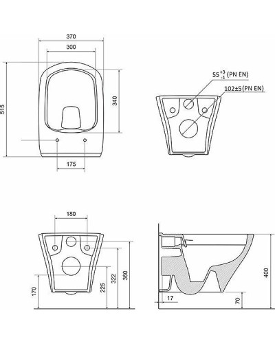 Унитаз Ravak Classic RimOFF X01671 подвесной без сиденья