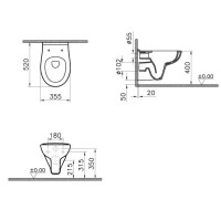 Подвесной безободковый унитаз Vitra S20 7741B003-0075