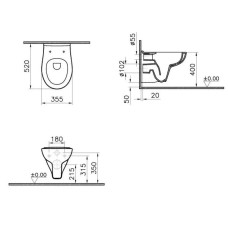Подвесной безободковый унитаз Vitra S20 7741B003-0075