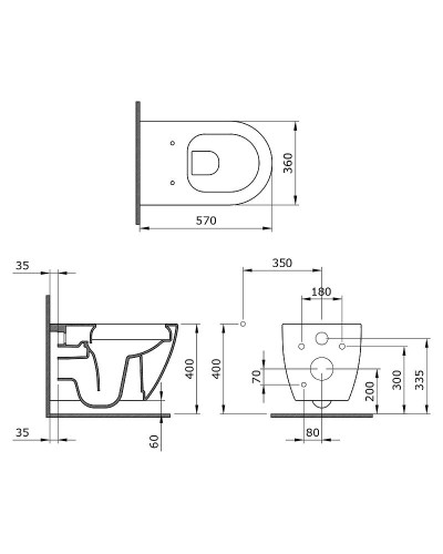 Унитаз Bocchi Venezia 1295-006-0129 подвесной Серый матовый без сиденья