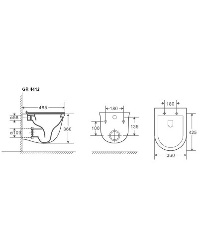 Унитаз Grossman GR-4412BMS подвесной Черный матовый с сиденьем Микролифт