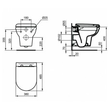 Унитаз Ideal Standard Exacto Rimless R002601 подвесной с сиденьем Микролифт