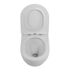 Унитаз подвесной безободковый со смывом Торнадо с сиденьем дюропласт soft close CEZARES STREAM CZR-2426-TH-TOR/SC