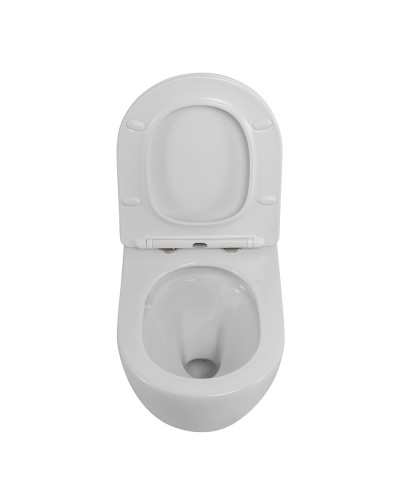 Унитаз подвесной безободковый со смывом Торнадо с сиденьем дюропласт soft close CEZARES STREAM CZR-2426-TH-TOR/SC