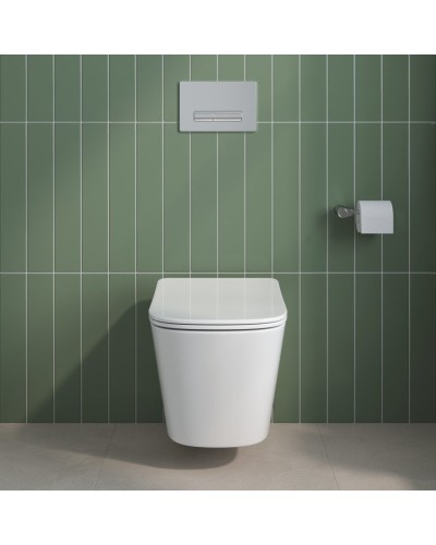 Унитаз подвесной безободковый с сиденьем BelBagno DUE 2.0 BB7107CHR/SC