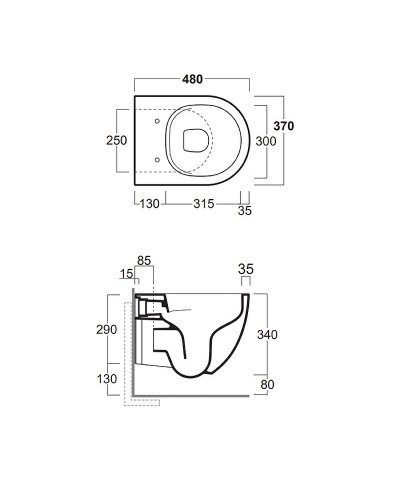 Унитаз Simas Vignoni VI28bi подвесной без сиденья
