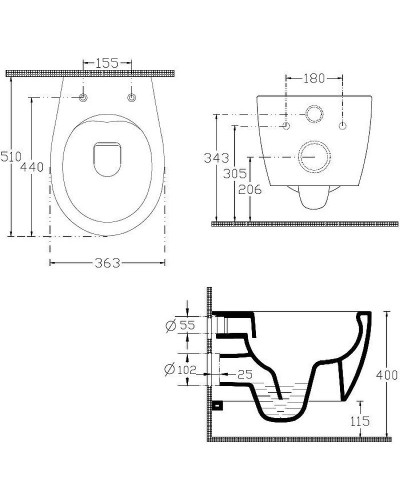 Унитаз Allen Brau Fantasy 4.11004.31 подвесной Черный матовый без сиденья