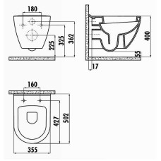 Унитаз биде Creavit Terra TP325-00SM00E-0000 подвесной Черный матовый без сиденья