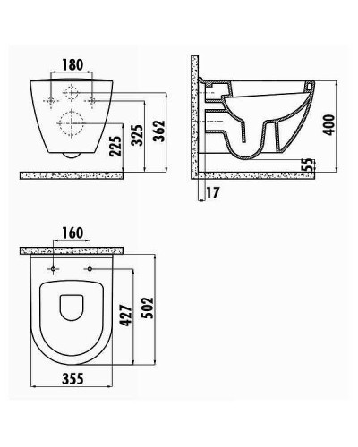 Унитаз биде Creavit Terra TP325-00SM00E-0000 подвесной Черный матовый без сиденья