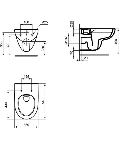 Унитаз Ideal Standard I.Life A T471601 подвесной без сиденья