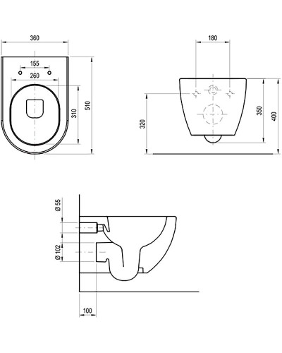 Унитаз Ravak Uni Chrome RimOff X01794 подвесной Черный без сиденья