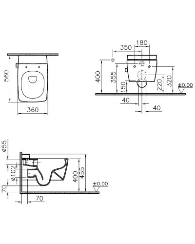 Унитаз Vitra Metropole 7672B003-1687 подвесной без сиденья