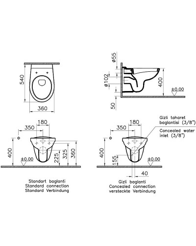 Унитаз Vitra Normus 6855B003-0101 подвесной без сиденья